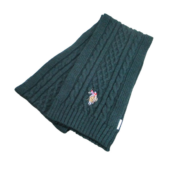 マフラー アクリル100％ 180x20cm uspa2014-447312 グリーン U.S. POLO ASSN.（ユーエス ポロ アッスン）メンズ レディース　ワンポイント刺繍