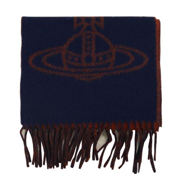 送料無料メール便 マフラー ヴィヴィアンウエストウッド 約25×185ｃｍ 24-81030006-W00ZH-K410/NAVY BLUE/7384　ポイント消化