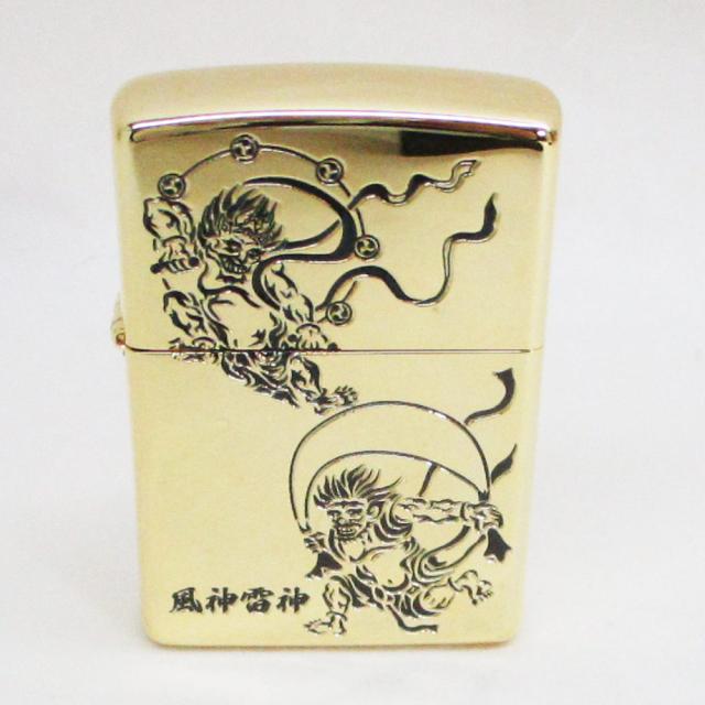 ボディー金 zippo 風神雷神 ジッポー オイルライター USA Zippo 和柄