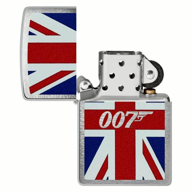 送料無料 ジッポー オイルライター USA Zippo 007 James Bond Union Jack Design 46801&amp;ギフトボックスセット（オイル＋フリント+BOX）_2