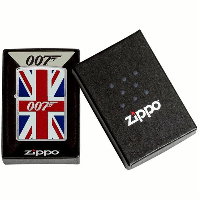 送料無料 ジッポー オイルライター USA Zippo 007 James Bond Union Jack Design 46801&amp;ギフトボックスセット（オイル＋フリント+BOX）_4