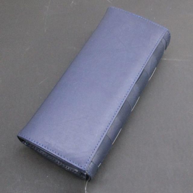 長財布 ホースレザー（馬革）メッシュサイフ 背面ポケット 125653-003 ネイビー 送料無料 長財布 ホースレザー（馬革）メッシュサイフ 背面ポケット