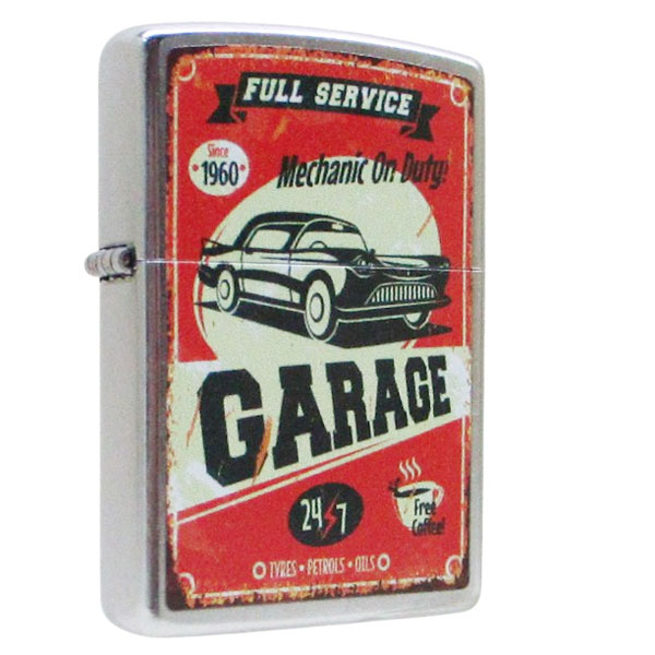 送料無料 ジッポー オイルライター アメリカ加工 GARAGE Z207-119573&amp;ギフトボックスセット（オイル＋フリント+BOX）