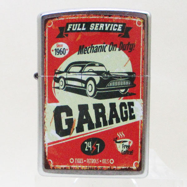 送料無料 ジッポー オイルライター アメリカ加工 GARAGE Z207-119573&amp;ギフトボックスセット（オイル＋フリント+BOX）_1