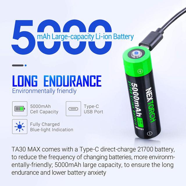 懐中電灯 フラッシュライト TA30MAX FLASH LIGHT USBケーブル充電 NEXTORCH ネクストーチ 2100ルーメン 代金引換便不可
