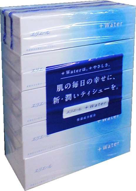 大王製紙 エリエール プラスウォーター ティッシュペーパー 180組5箱×10パック まとめ買い 送料無料 00157