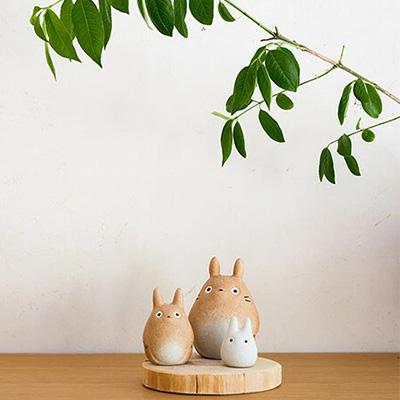 ○ ジブリ となりのトトロ 信楽焼 3点セット (totoro-01) 置物 飾り