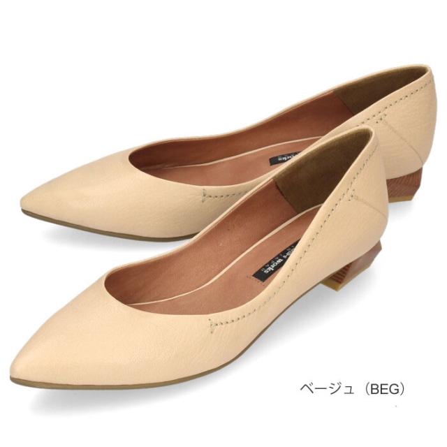 パンプス ローヒール 本革 ラボキゴシ ワークス 12679 ブラック ベージュ ネイビー ブラウン フラットパンプス レディース 靴 日本製 RABOKIGOSHI works_2