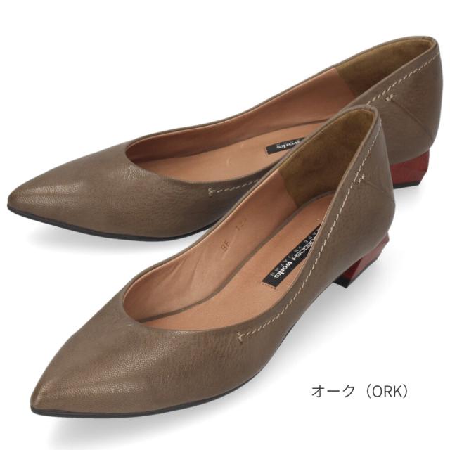 パンプス ローヒール 本革 ラボキゴシ ワークス 12679 ブラック ベージュ ネイビー ブラウン フラットパンプス レディース 靴 日本製 RABOKIGOSHI works_8
