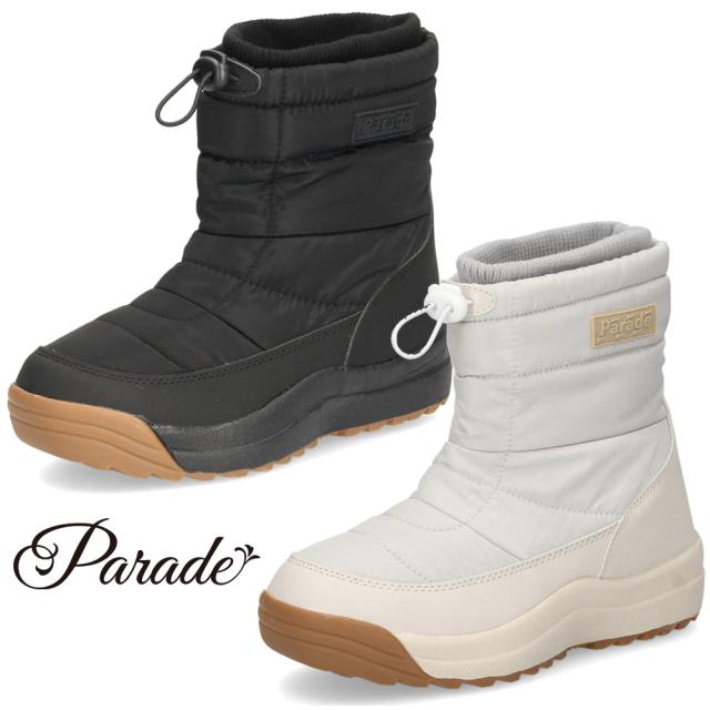 スノーブーツ レディース 滑らない 防水 防寒 ウィンターブーツ ショート ブラック 黒 ライトグレー 防滑 スパイク付き 暖かい 靴 秋冬 パレード Parade 406201の通販は 5,990円