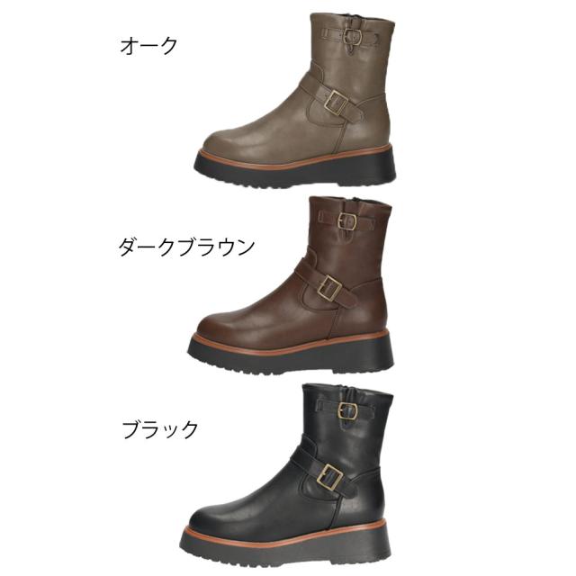 エンジニアブーツ レディース ショートブーツ 軽量 ブラック 撥水 耐水 厚底 ジッパー マンチェッタ MASCHIETTA 9304_1