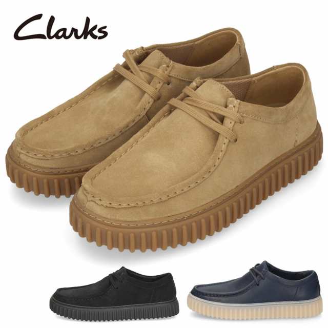 Clarks クラークス レザー スエード スニーカー メンズ Torhill Lo トーヒルロー 厚底 ブラック 黒 ダークサンド ネイビー 26172019 2617