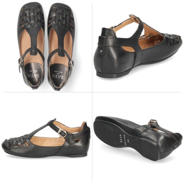 SAYA サヤ ストラップシューズ ブラック 本革 23.5cm レディース