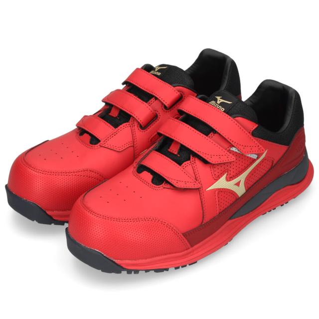 安全靴 ミズノ メンズ ベルト ローカット ワーキングシューズ MIZUNO オールマイティ HW ll 22L F1GA2401 ブラック レッド EEE_3