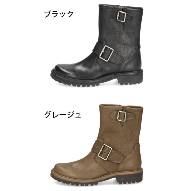 ブーツ レディース 歩きやすい 本革 履きやすい エンジニアブーツ 3cm ヒール 日本製 ミドル丈 黒 ブラック SAYA サヤ 51282_1