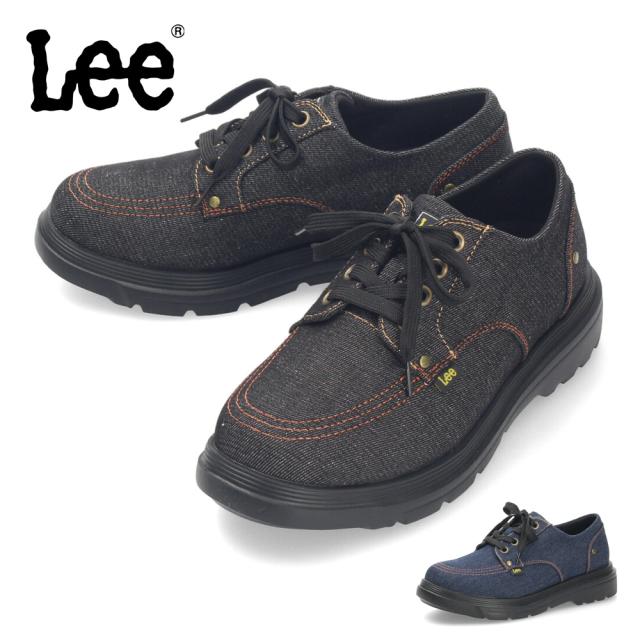 Lee スニーカー メンズ デニム 靴 カジュアルシューズ 大人 歩きやすい ボリュームソール 厚底 おしゃれ 黒 ブラック リー E86217