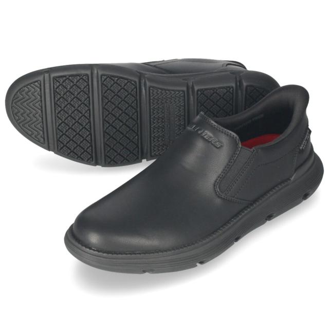 スケッチャーズ スリップインズ メンズ ガルザ スニーカー ビジネスシューズ カジュアル スリッポン ワーク スリップレジスタント SKECHERS Slip-ins 200315 ブラック 黒 軽量 走れる 仕事 本革 Parade限定商品_2