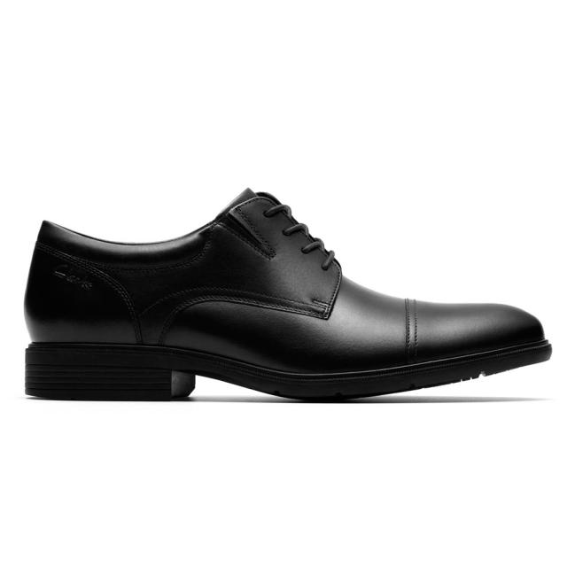 Clarks クラークス 商行為シューズ メンズ Steadwell Cap 26184676 本革 引っ切りない手当て 外鳥毛 歩き分かりやすい 黒 黒いこと