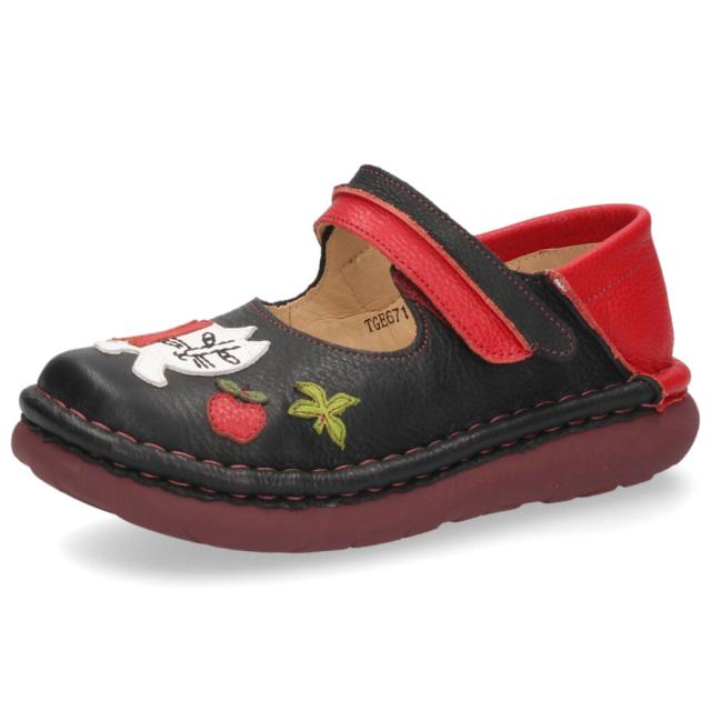 エスタシオン カジュアルシューズ レディース コンフォート 靴 リサ・ラーソン 本革 幅広 ４E 歩きやすい マイキーモチーフ 猫 Estacion TGE671 ストラップ ブラック 黒 アイボリー_5