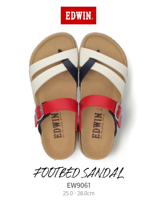 Edwin エドウィン サンダル メンズ フットベッド トリコロール ネイビー Ew9061 合皮 鼻緒タイプ コンビカラー レッド ホワイト ブラウンの通販はau Pay マーケット Parade ワシントン靴店