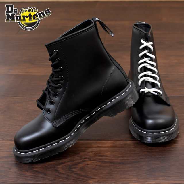 新しい ドクターマーチン Blk ブーツ 8ホール ステッチ ホワイト 1460 Dr Martens メンズ レディース ユニセックス ブーティ