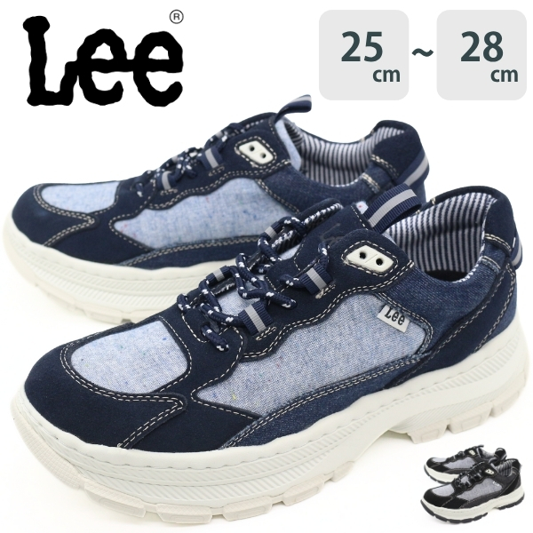 Lee スニーカー メンズ 靴 黒 ブラック 紺 ネイビー 本革 デニム 厚底 歩きやすい 履きやすい 疲れない 防滑 おしゃれ かっこいい スエード 合皮 レザー 丸紐 カジュアル リー E86212