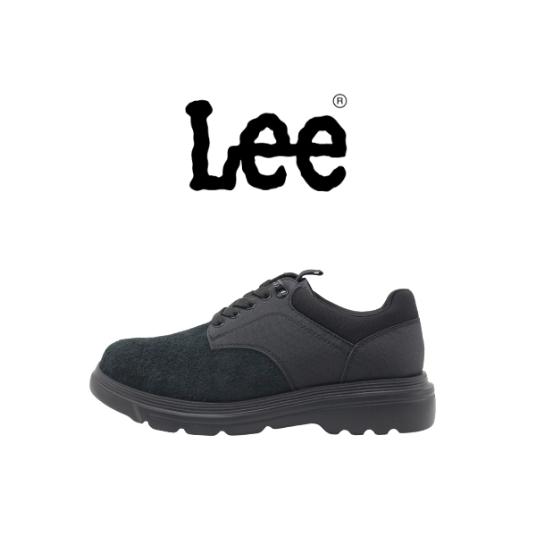 Lee スニーカー メンズ 靴 黒色 ブラック 本革 ローカット 歩きやすい