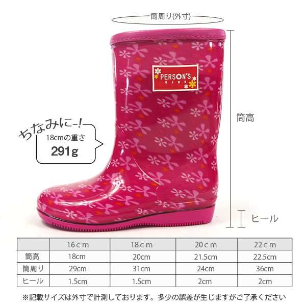 送料無料】PERSONS パーソンズ 長靴 PSK06 キッズ ジュニア レインブーツ 女の子の通販はau PAY マーケット - シューズベース