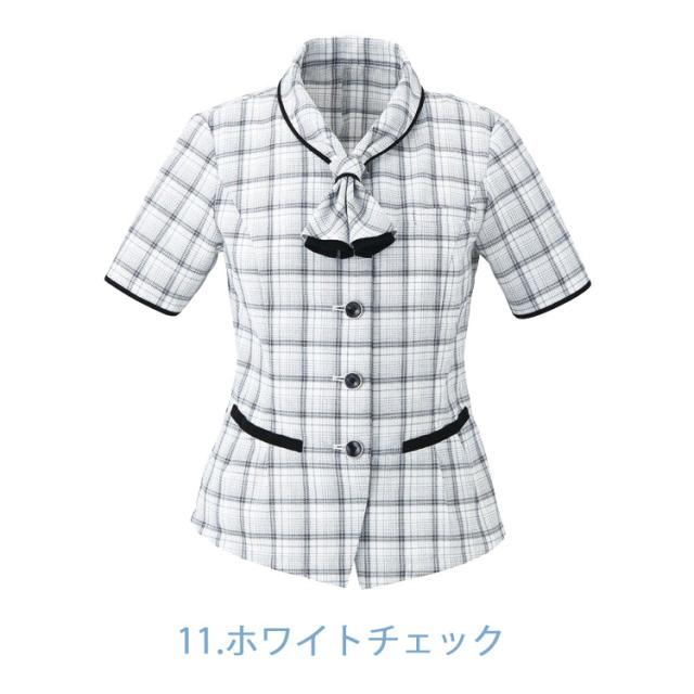 事務服 制服 エンジョイ enjoy オーバーブラウス ESA661 大きいサイズ19号 カーシーカシマ エアメッシュチェック_2
