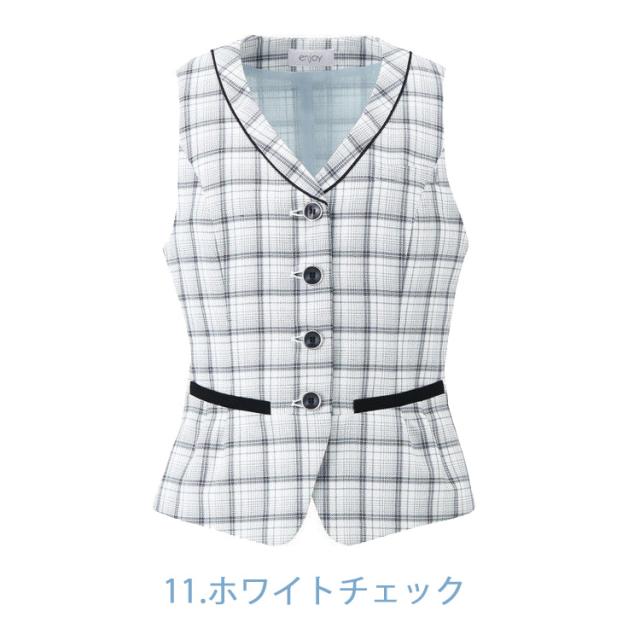事務服 制服 エンジョイ enjoy 春夏 ベスト ESV662 大きいサイズ19号 カーシーカシマ エアメッシュチェック_2