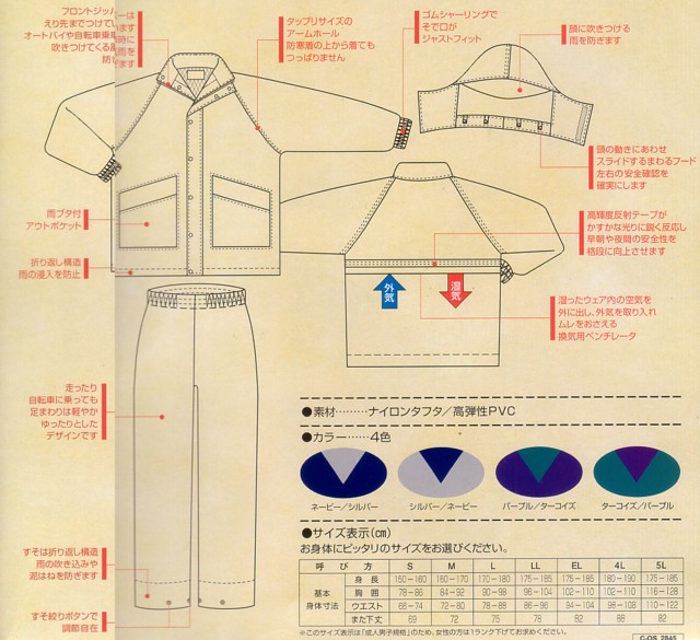 【雨合羽】【NEOTOP】高輝度反射テープ付レインスーツ EX-201 日光商事 作業服_1