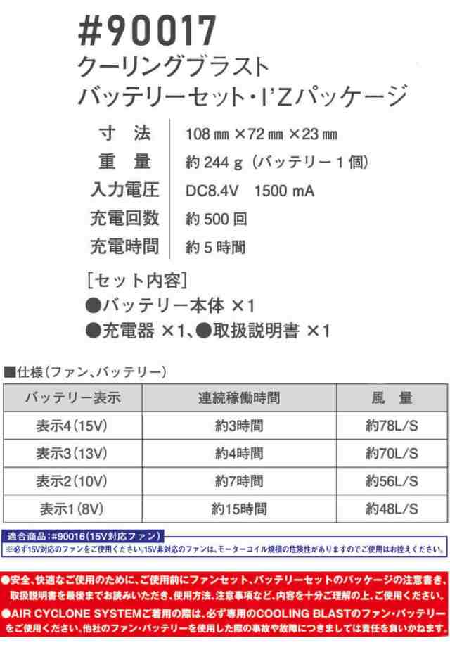 [即納]アイズフロンティア クーリングブラスト15Vバッテリーセット 90017 リンクサス LINXAS