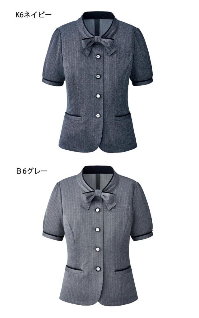 オフィス 事務服 制服 受付 SERVO サーヴォ GROW (グロウ)  春夏 オーバーブラウス GOBL-1704 ストライプニット_1