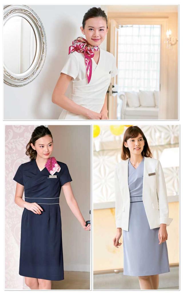 おもてなし制服 受付 ハネクトーン ワンピース 7729 プルエラツイル レディース_3