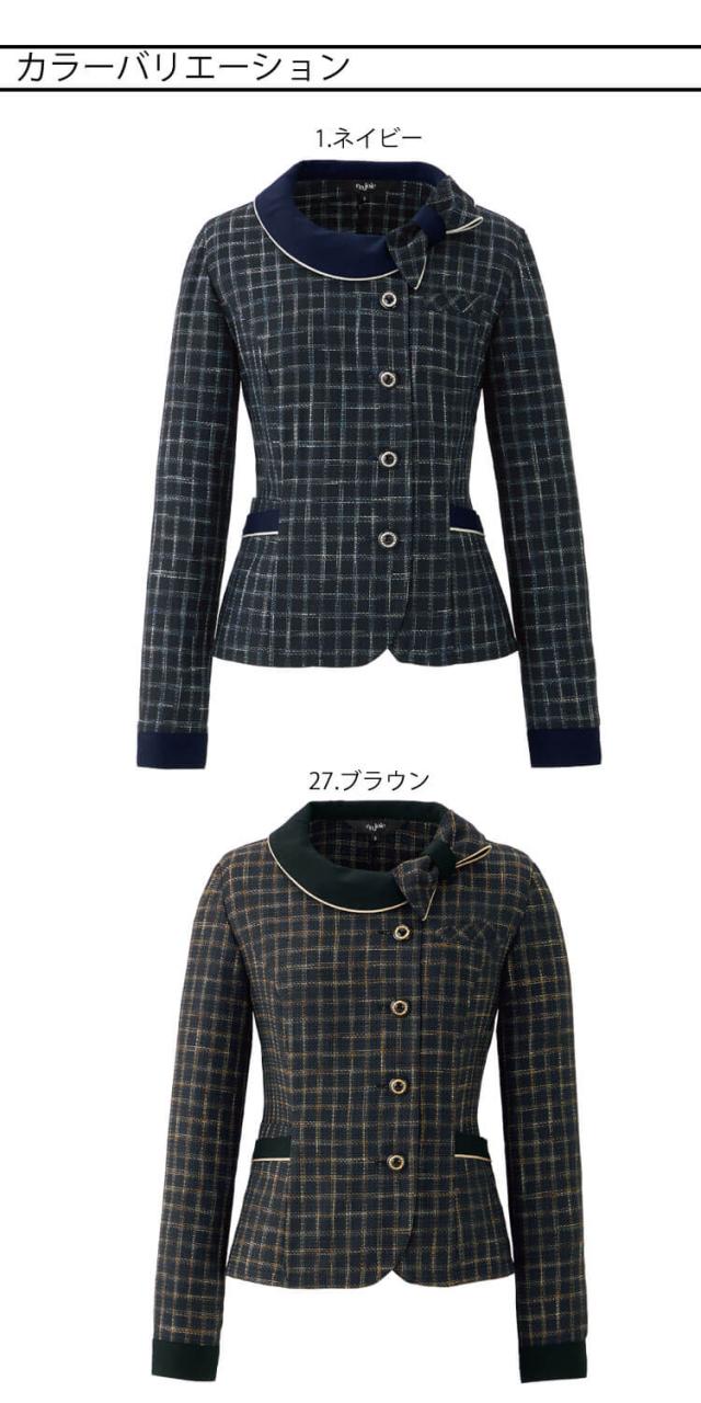 事務服 オフィス 接客 ユニフォーム 制服 en joie アンジョア 長袖オーバーブラウス 22170 カスリブロックチェック 2025年秋冬新作 サイズ5号〜15号 事務服 オフィス 接客 ユニフォーム 制服 en joie アンジョア 長袖
