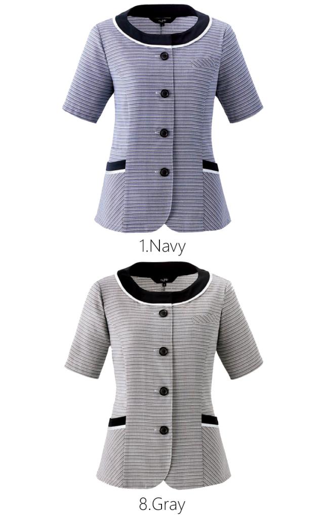 おもてなし 受付 制服 en joie アンジョア オーバーブラウス 26730 大きいサイズ21号〜23号 クリアボーダー