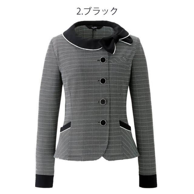 事務服 制服 オフィス ユニフォーム en joie アンジョア 長袖 オーバーブラウス 26506 サイズ17号・19号 キャンディボーダー_1