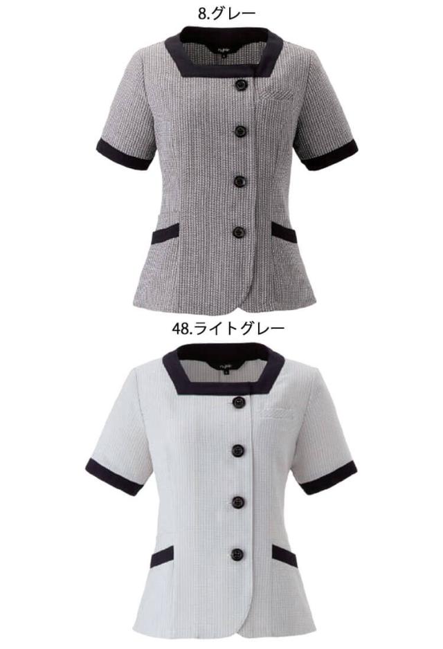 おもてなし 制服 ユニフォーム en joie アンジョア オーバーブラウス ソフトジャケット 26740 サイズ17号・19号 プラチナムシリーズ