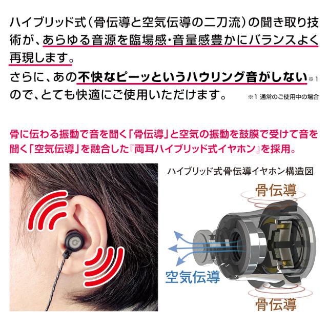 【骨伝導 集音器 】イヤーソニックイン ハイブリッド GD-ES-01 高性能 ハイブリッド式イヤホン ゴールデンダンス社製 正規品 骨伝導 イヤホン 電池式 集音器 操作簡単
