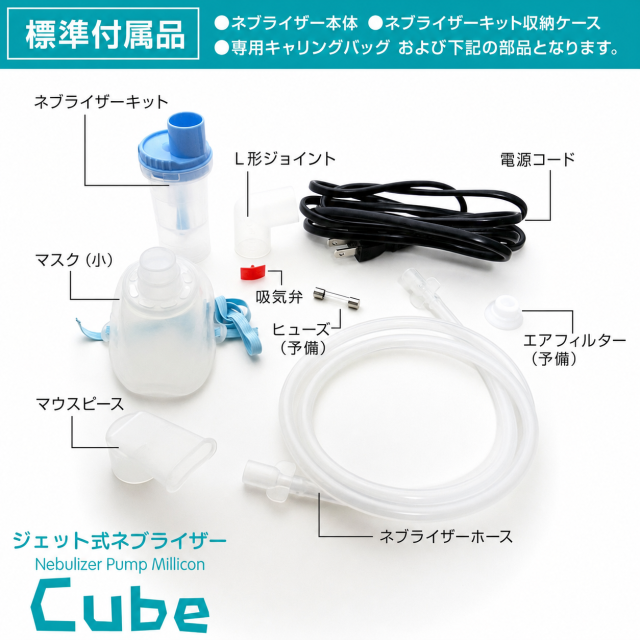 コンプレッサー式（ジェット式）ネブライザーミリコンCube 新鋭工業