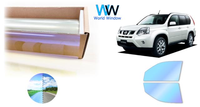 遮熱機能付 オーロラフィルム(発色タイプ) 透過率81％ ニッサン エクストレイル (NT31/DNT31/T31/TNT31) カット済みカーフィルム フロントドアセット オーロラタイプ ゴーストタイプ ホログラフィック カメレオンフィルム