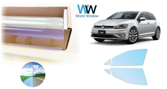 遮熱機能付 オーロラフィルム(発色タイプ) 透過率81％ フォルクス・ワーゲン ゴルフ7 VII (AUCJZ/AUCPT 5G型) カット済みカーフィルム フロントドアセット オーロラタイプ ゴーストタイプ ホログラフィック カメレオンフィルム
