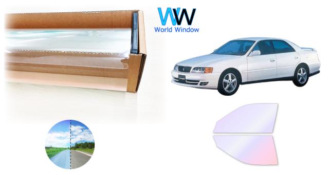 オーロラフィルム (グロウゴースト91) 遮熱フィルム 透過率90％  トヨタ チェイサー (100系 LX100/JZX100/JZX101/JZX105/GX100/GX105/SX100) カット済みカーフィルム フロントドアセット オーロラタイプ ゴーストタイプ ホログラフィック カメレオンフィルムの通販は