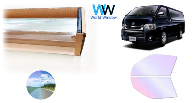 オーロラフィルム (グロウゴースト91) 遮熱フィルム 透過率90％  トヨタ ハイエース(3型~5型) 200系 カット済みカーフィルム フロントドアセット オーロラタイプ ゴーストタイプ ホログラフィック カメレオンフィルムの通販は 7,920円