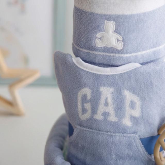 出産祝い おむつケーキ GAP オーガニック 男の子 女の子 ファーストトイ スタイ タオル ギャップ シリコンボール 名入れ 刺繍 ベビーギフト おしゃれ_5