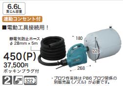 [税込新品]マキタ 6.6L小型集じん機450(P) 連動コンセント付 集塵機【ポイント消化にどうぞ】】 マキタ 電源コードタイプオフィスに工場に職人さんにDIY女子に