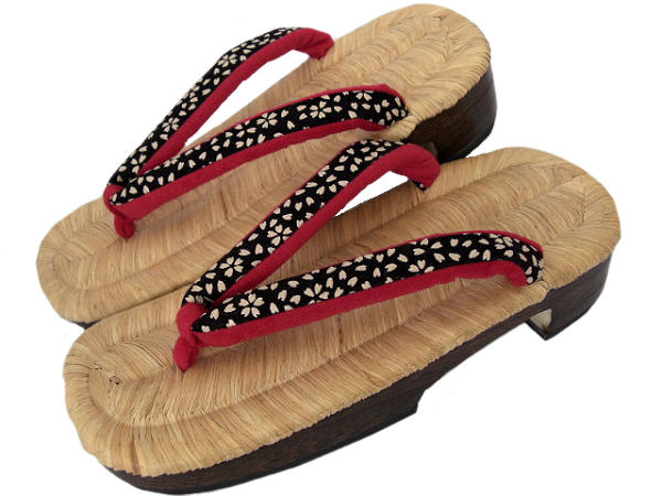着物美人 送料無料 下駄 女性用 日本産 天然 竹皮 手編み 桐下駄 浴衣 着物用 履物 M F 22.5 23 23.5 24cm【 黒 赤 桜小紋鼻緒 】D475012の通販は 9,900円