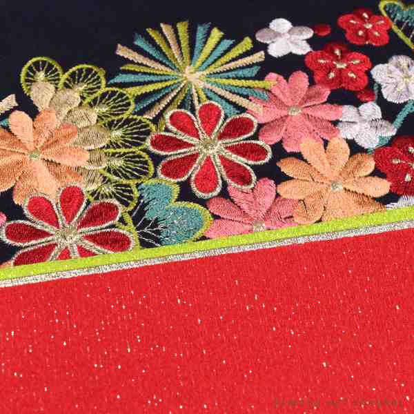 送料無料【刺繍半衿 重ね衿 2点セット】半襟 半衿 振袖 伊達衿 重ね衿