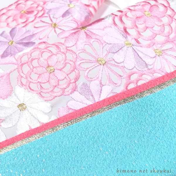 送料無料【刺繍半衿 重ね衿 2点セット】半襟 半衿 振袖 伊達衿 重ね衿