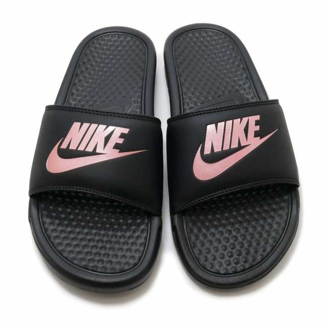 black rose gold nike slides